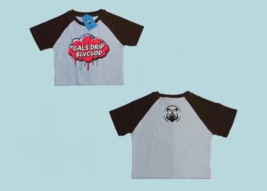 GALS DRIP BLVCGOD CROP TEE (BLVC & BLUE)