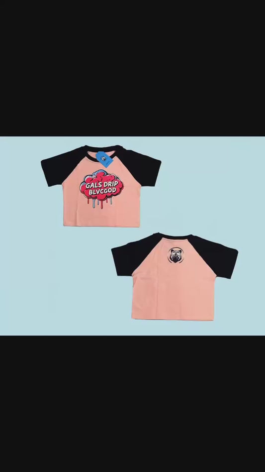 GALS DRIP BLVCGOD CROP TEE (BLVC & PINK)