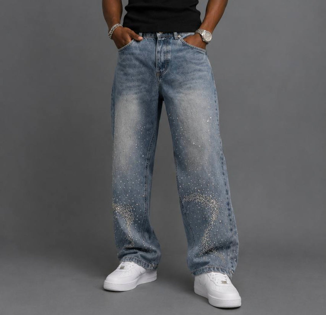 Blvcgod War-Ready Rhinestone Jeans