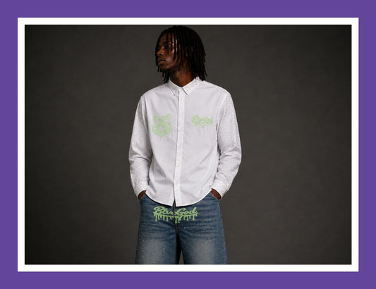 BLVCGOD WHITE RHINESTONE LONG SLEEVE