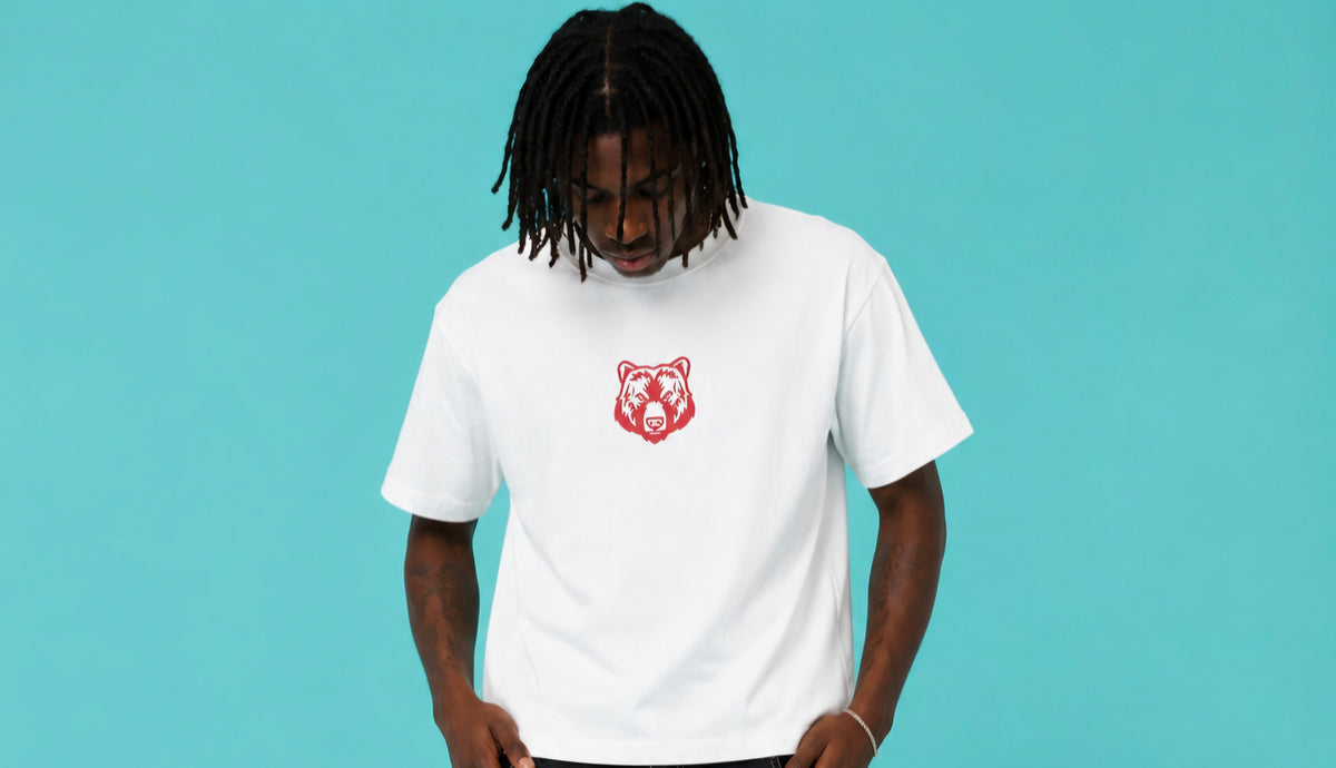 BLVCGOD BEAR WHITE FITTED TEE