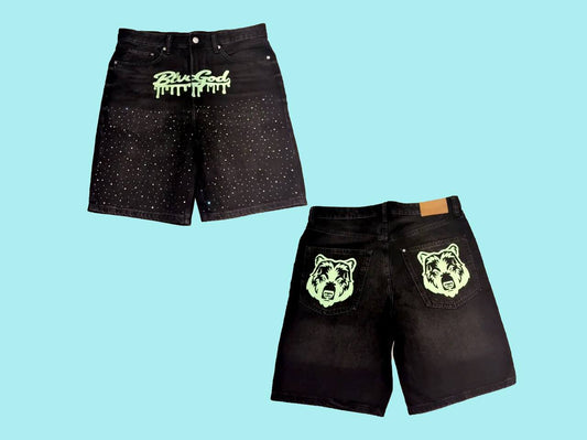 BLVCGOD RHINESTONE SHORTS