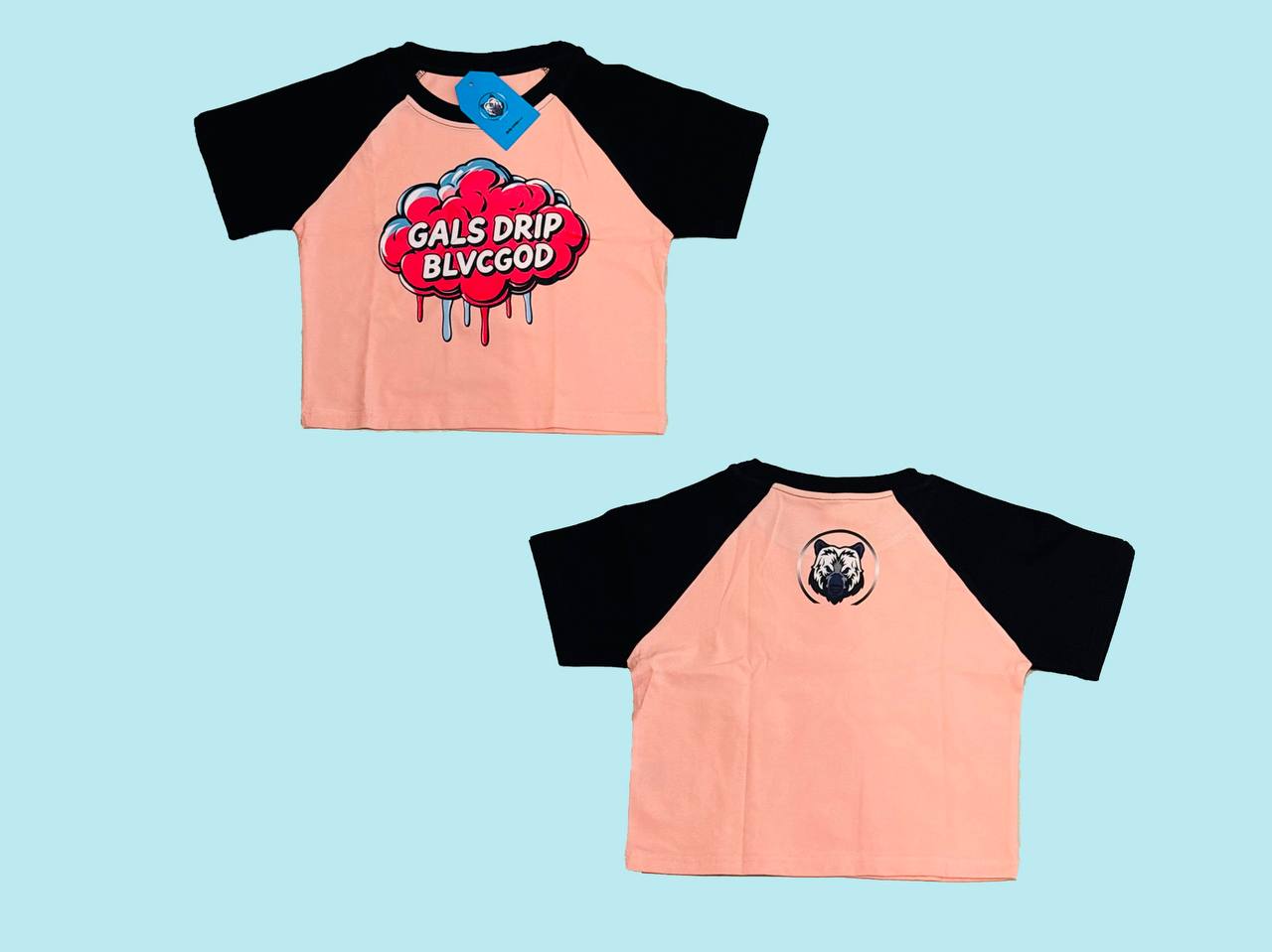 GALS DRIP BLVCGOD CROP TEE (BLVC & PINK)